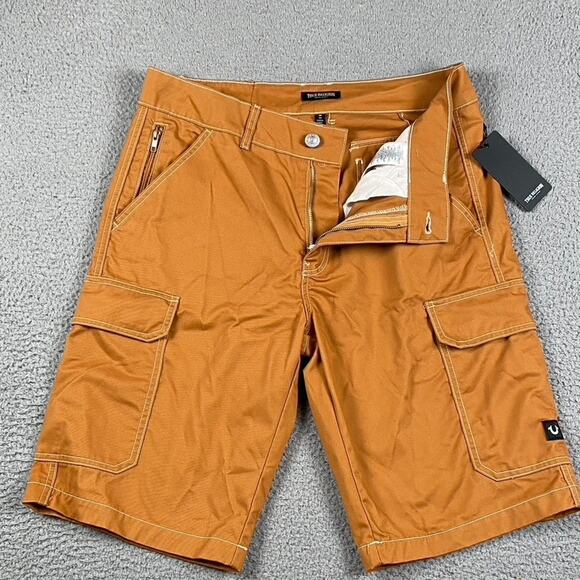 True Religion Utility Cargo Shorts Men's Size 33 Orange Style # 108056 NWT - Picture 1 of 8